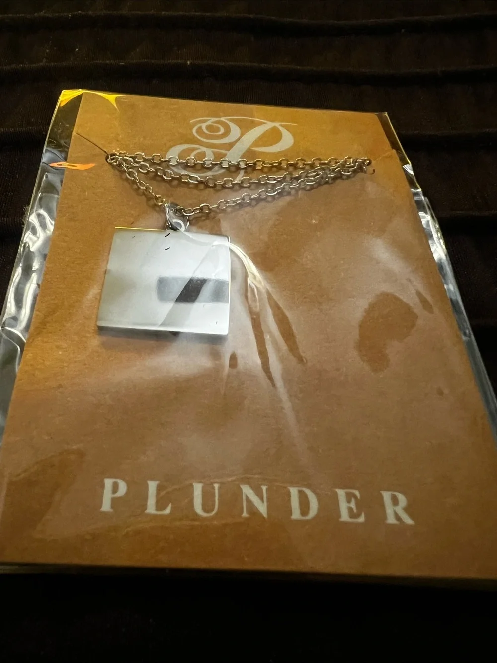 Plunder Square Pendant Necklaces in Gold and Silver